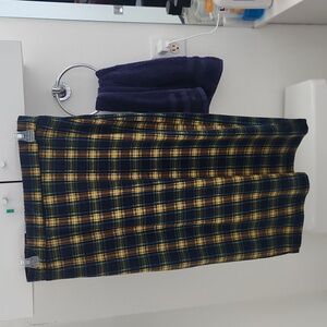 Shein Plaid Navy, Green, Yellow Skirt